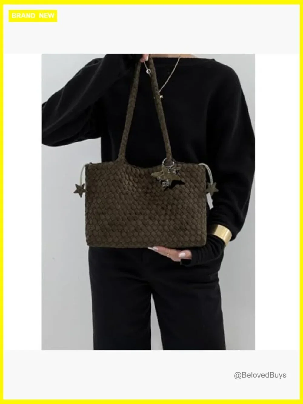Woven Hobo Bag, Faux Leather Tote Shoulder Bag, Large Capacity, Magnetic